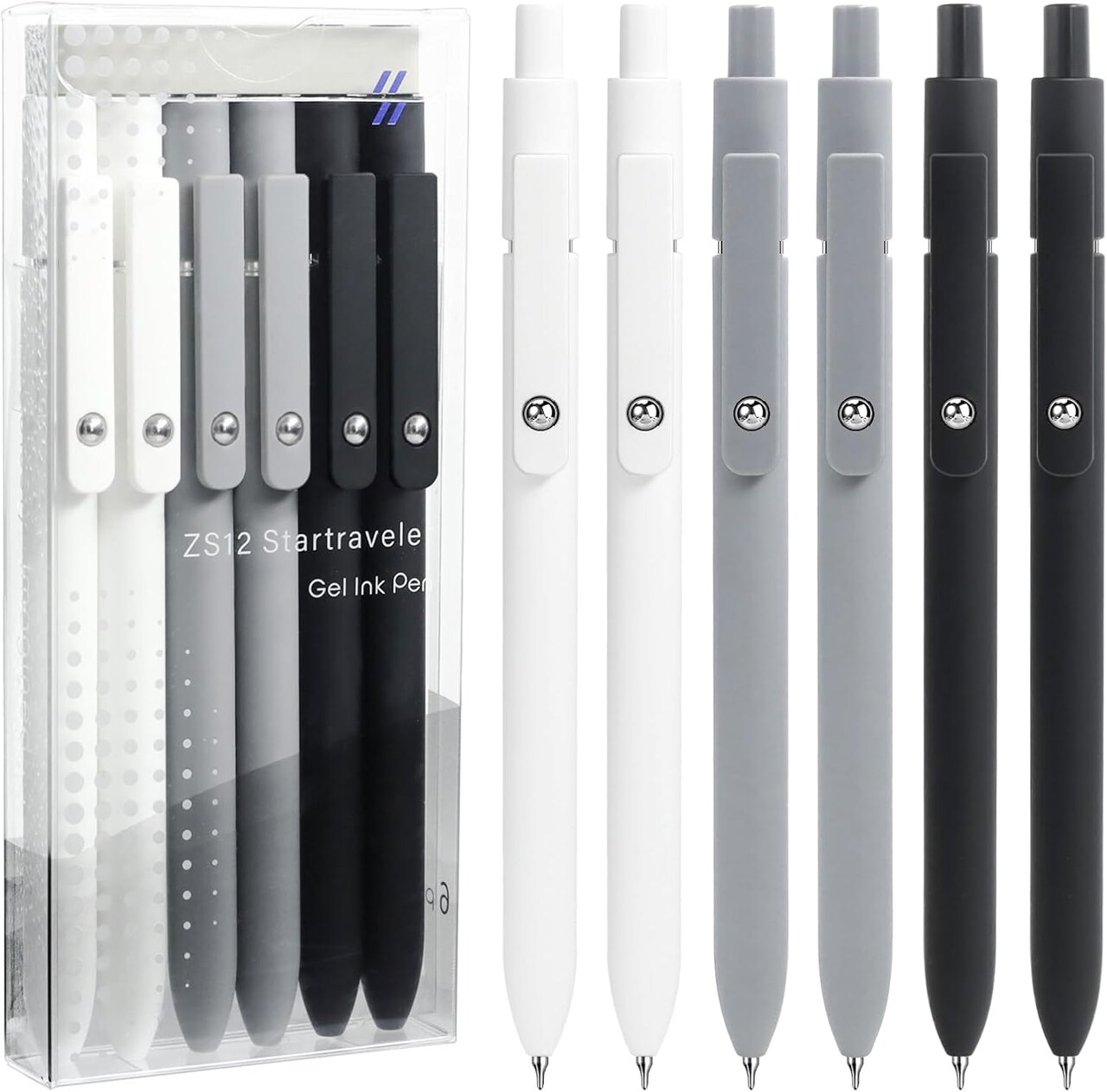 6-Piece Gel Pens, 0.5mm Fine Point, Quick-Dry Black Ink, Office & School